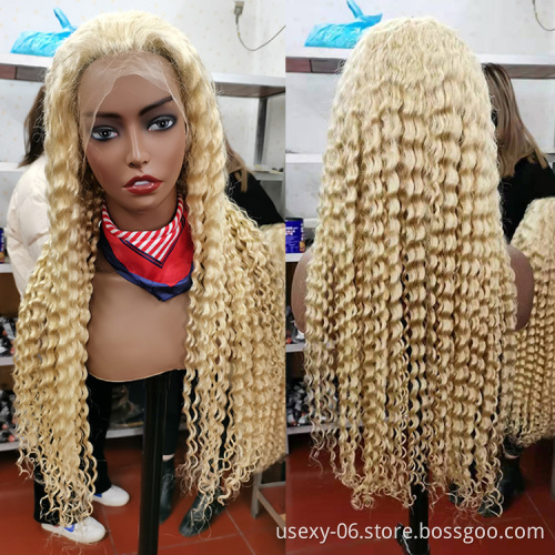Full lace glueless colorful natural 613 virgin hair human hd lace front wig vendors deep wave wig human hair blonde wigs